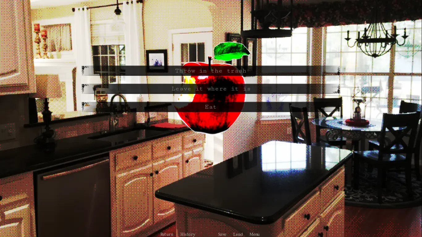 Home Is Where He Is screenshot showing an interior room with environmental storytelling details