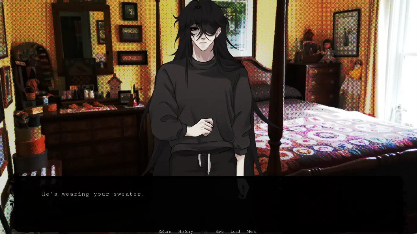 Home Is Where He Is screenshot showing a hallway scene with atmospheric lighting and shadow play