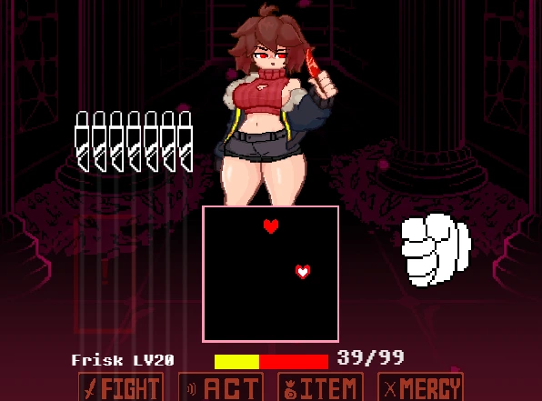 LoveManiac Scarlet Lust patterns become assets after failure pixel-art battle image