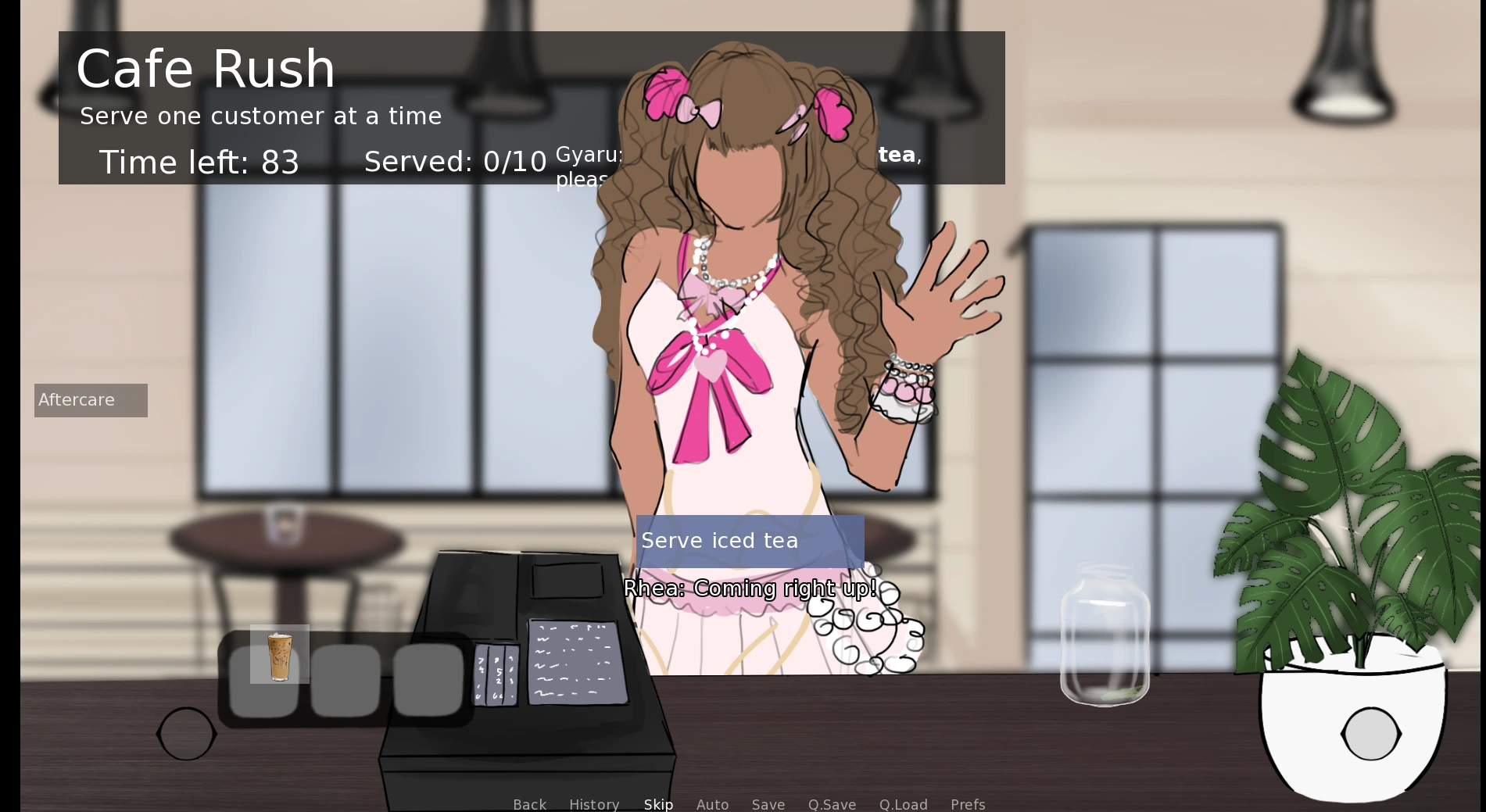 Over Dose aftercare is a decision space visual novel scene