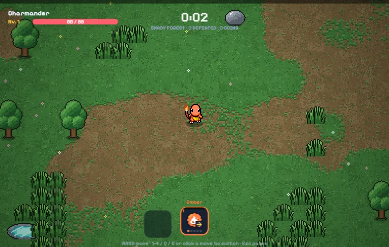 A local run with movement space and the active move interface