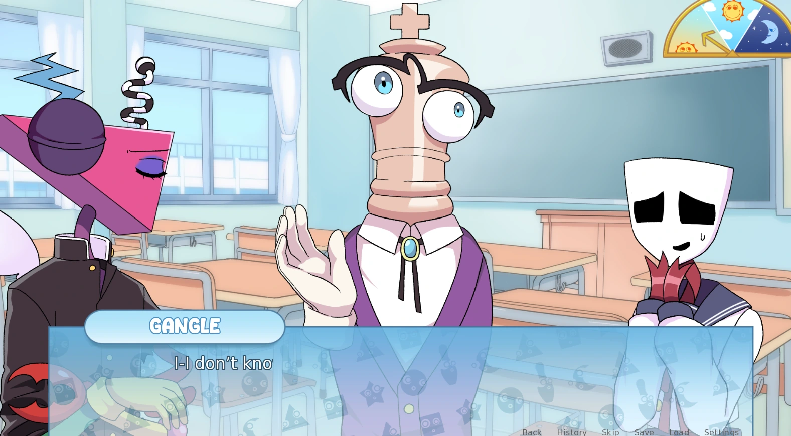 TADC Dating Sim route scene with expressive character artwork