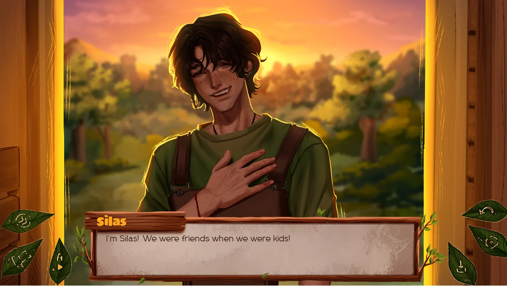 The False Sun screenshot showing a golden farm greeting scene that feels warm before the tension deepens