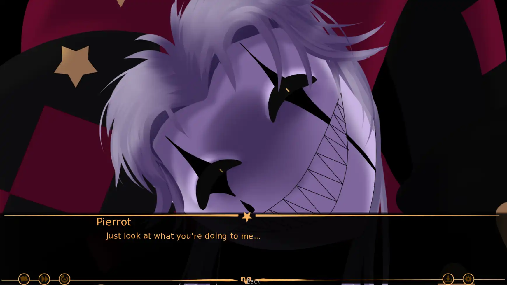 The Freak Circus screenshot showing visual novel dialogue and browser gameplay pacing